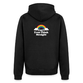 Gay Pride LGBT Regenbogen Flagge Geschenk - Unisex Premium Bio Zip Hoodie - Schwarz - Hinten - Nico (187cm)