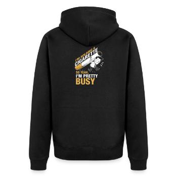 Zigarette - Unisex Premium Bio Zip Hoodie - Schwarz - Hinten - Nico (187cm)