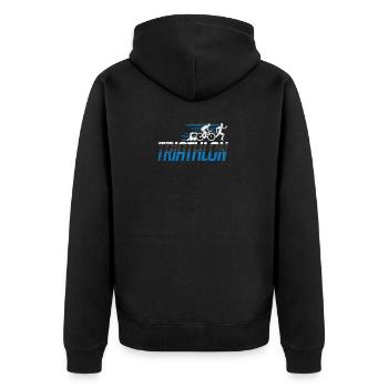 Triathlon - Unisex Premium Organic Zip Hoodie - black - Back - Nico (187cm)