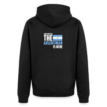 Argentinien - Unisex Premium Bio Zip Hoodie - Schwarz - Hinten - Nico (187cm)