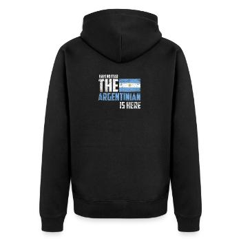 Argentinien Argentinier - Unisex Premium Bio Zip Hoodie - Schwarz - Hinten - Nico (187cm)