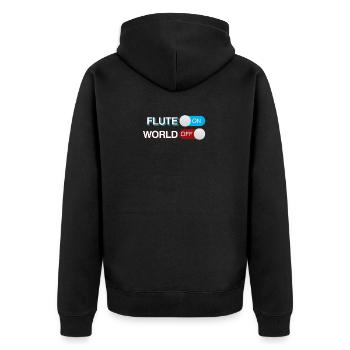 Flöte - Unisex Premium Bio Zip Hoodie - Schwarz - Hinten - Nico (187cm)