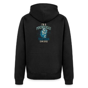 Psychologe Gehirn - Unisex Premium Bio Zip Hoodie - Schwarz - Hinten - Nico (187cm)