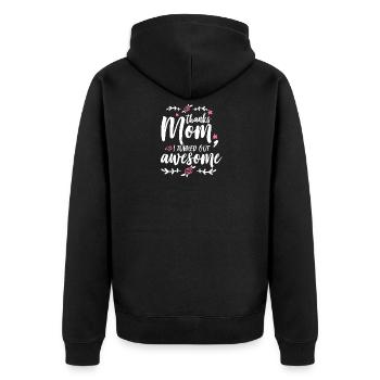 Mutter Selbstbewusstsein - Unisex Premium Bio Zip Hoodie - Schwarz - Hinten - Nico (187cm)
