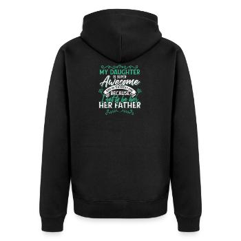 Vater Tochter Stolz - Unisex Premium Bio Zip Hoodie - Schwarz - Hinten - Nico (187cm)