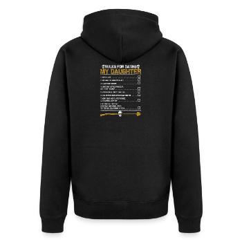 Father daughter boys - Unisex Premium Organic Zip Hoodie - black - Back - Nico (187cm)