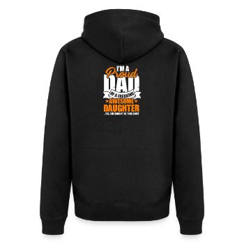 Vater Tochter - Unisex Premium Bio Zip Hoodie - Schwarz - Hinten - Nico (187cm)