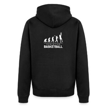 Basketball Evolution - Unisex Premium Bio Zip Hoodie - Schwarz - Hinten - Nico (187cm)