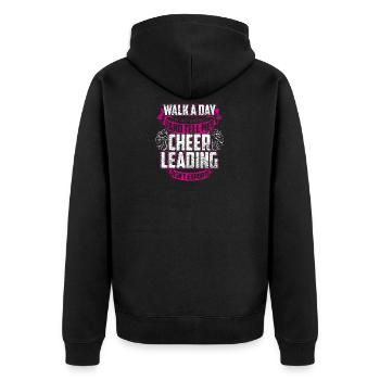 Cheerleading Sport Geschenk - Unisex Premium Bio Zip Hoodie - Schwarz - Hinten - Nico (187cm)
