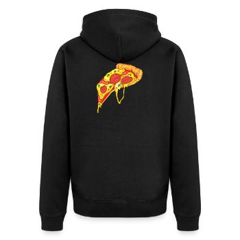 Pizza - Unisex Premium Organic Zip Hoodie - black - Back - Nico (187cm)