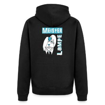 Meister Lampe - Unisex Premium Bio Zip Hoodie - Schwarz - Hinten - Nico (187cm)