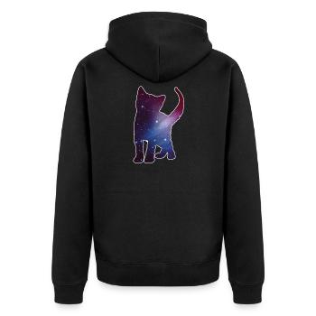 Cat Kitten Silhouette Cat Space Space Gift - Unisex Premium Organic Zip Hoodie - black - Back - Nico (187cm)