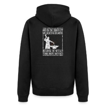 On the 8th Day Blacksmith Metal Forging - Unisex Premium Organic Zip Hoodie - black - Back - Nico (187cm)