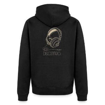 Disconnect - Unisex Premium Organic Zip Hoodie - black - Back - Nico (187cm)