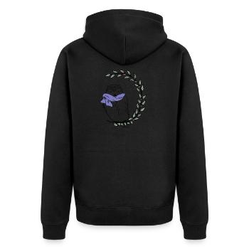 Eule - Unisex Premium Bio Zip Hoodie - Schwarz - Hinten - Nico (187cm)