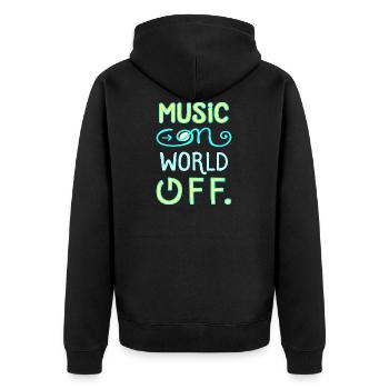 Musik Musikliebe Ich liebe Songs Hits Spruch - Unisex Premium Bio Zip Hoodie - Schwarz - Hinten - Nico (187cm)