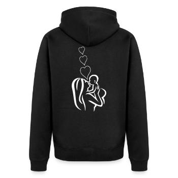 Mère avec bébé - Veste à capuche bio Premium Unisexe - noir - Dos - Nico (187cm)