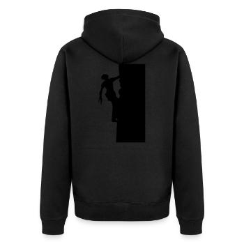 Klettern Berg climbing - Unisex Premium Bio Zip Hoodie - Schwarz - Hinten - Nico (187cm)