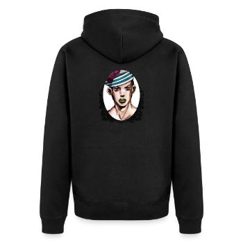 Josuke (JoJos bizarres Abenteuer Teil 8) - Unisex Premium Bio Zip Hoodie - Schwarz - Hinten - Nico (187cm)
