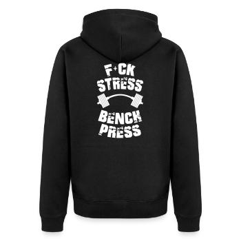 Fitness - Unisex Premium Bio Zip Hoodie - Schwarz - Hinten - Nico (187cm)