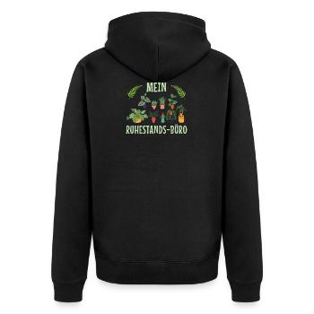 Mein Ruhestands-Büro - Unisex Premium Bio Zip Hoodie - Schwarz - Hinten - Nico (187cm)