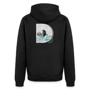fahrrad e 100 d - Unisex Premium Bio Zip Hoodie - Schwarz - Hinten - Nico (187cm)