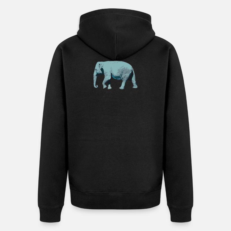 Eléphant, éléphant bleu, élophe, pachyderme - Veste à capuche bio Premium Unisexe - noir