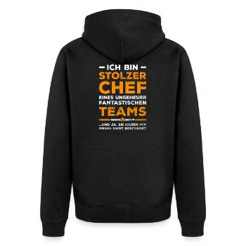 Stolzer Chef Eines Fantastischen Teams Boss Arbeit - Unisex Premium Bio Zip Hoodie - Schwarz - Hinten - Nico (187cm)