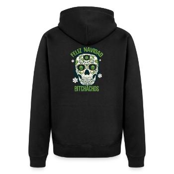 Xmas Feliz Navidad - Unisex Premium Bio Zip Hoodie - Schwarz - Hinten - Nico (187cm)