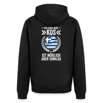 Grieche Griechin Griechenland Kos - Unisex Premium Bio Zip Hoodie - Schwarz - Hinten - Nico (187cm)