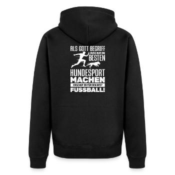 Hundesport Hundetraining Hundeschule Hundebesitzer - Unisex Premium Bio Zip Hoodie - Schwarz - Hinten - Nico (187cm)