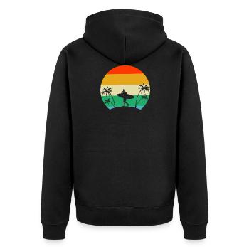 Surfing Surfboard Retro Palm Surfer - Unisex Premium Organic Zip Hoodie - black - Back - Nico (187cm)