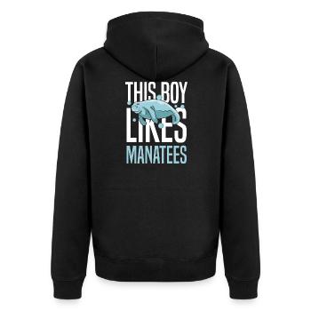 Lustiger Spruch Junge mag Manatees Ocean Wildlife - Unisex Premium Bio Zip Hoodie - Schwarz - Hinten - Nico (187cm)