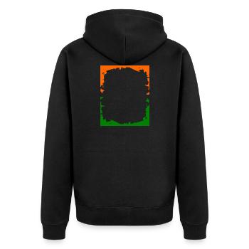 farbiger Krach Rahmen - Unisex Premium Bio Zip Hoodie - Schwarz - Hinten - Nico (187cm)