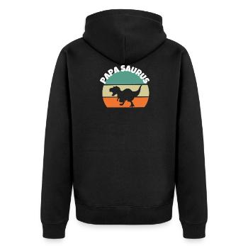 Papasaurus Dino Papa Vatertag Geschenk Dinosaurier - Unisex Premium Bio Zip Hoodie - Schwarz - Hinten - Nico (187cm)