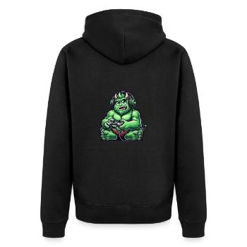 Gaming Consoles Games Virtual Reality Monster - Unisex Premium Organic Zip Hoodie - black - Back - Nico (187cm)