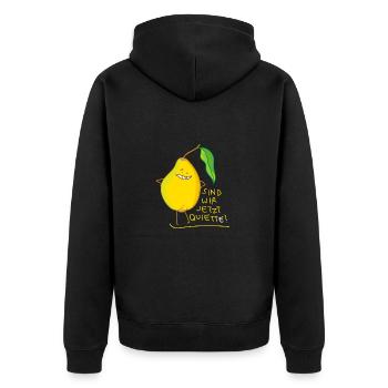 Lustige Quitte mit wortspiel - Unisex Premium Bio Zip Hoodie - Schwarz - Hinten - Nico (187cm)