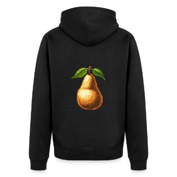 Birne Pixel Gamer - Unisex Premium Bio Zip Hoodie - Schwarz - Hinten - Nico (187cm)