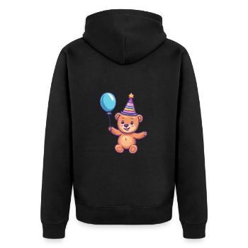 Ours Anniversaire Bébé - Veste à capuche bio Premium Unisexe - noir - Dos - Nico (187cm)