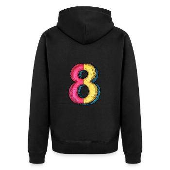 8 Symbole numérique - Veste à capuche bio Premium Unisexe - noir - Dos - Nico (187cm)