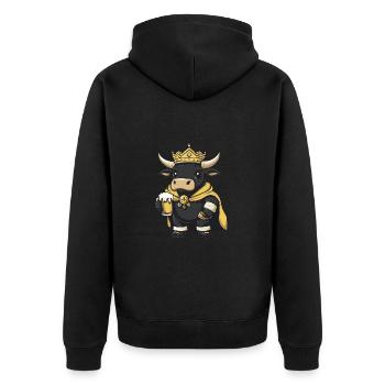 Bull Beer Funny - Unisex Premium Organic Zip Hoodie - black - Back - Nico (187cm)