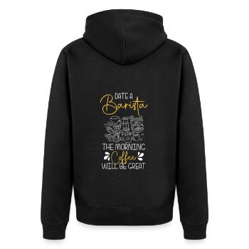 Espresso Coffee Lovers Coffee Drinkers - Unisex Premium Organic Zip Hoodie - black - Back - Nico (187cm)
