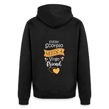 Sternzeichen Element August - Unisex Premium Bio Zip Hoodie - Schwarz - Hinten - Nico (187cm)