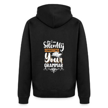 Author Editor Poetry - Unisex Premium Organic Zip Hoodie - black - Back - Nico (187cm)