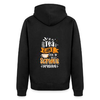 Tea drinker tea bags drinking - Unisex Premium Organic Zip Hoodie - black - Back - Nico (187cm)