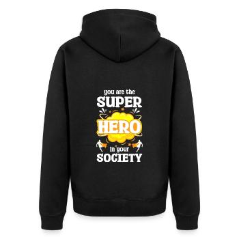 Hero Savior Lifesaver Role Model - Unisex Premium Organic Zip Hoodie - black - Back - Nico (187cm)