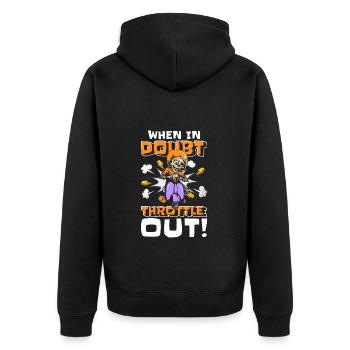 Retro Comicfigur Cartoon Illustration - Unisex Premium Bio Zip Hoodie - Schwarz - Hinten - Nico (187cm)