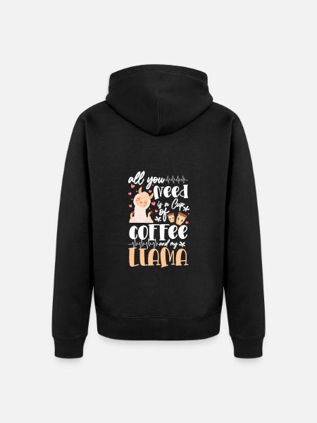Llama cute gentle - Unisex Premium Organic Zip Hoodie - black