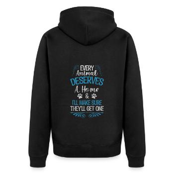 Tierschutz Retter Bewegung - Unisex Premium Bio Zip Hoodie - Schwarz - Hinten - Nico (187cm)