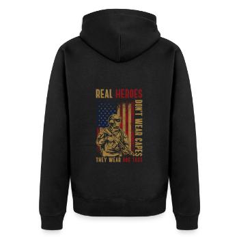 Militär Veteran Frieden Infanterie - Unisex Premium Bio Zip Hoodie - Schwarz - Hinten - Nico (187cm)